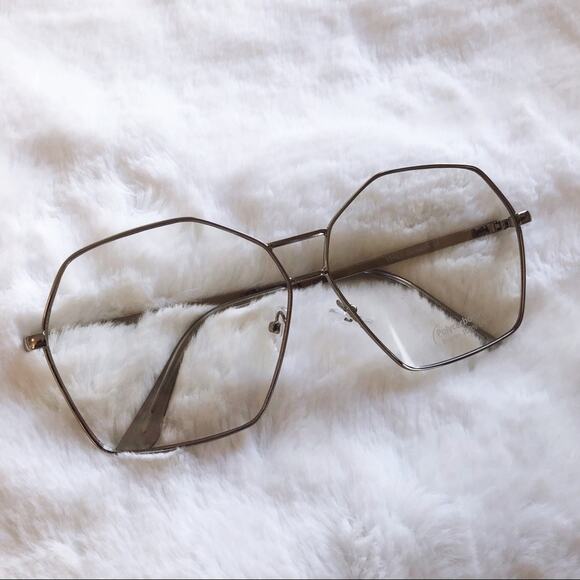 Peyton Silver Hexagon Clear Sunglasses - Picture 1 of 11